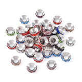 50pcs Mixed Brass Spacer Beads with Rhinestone Flat Round 9x4mm