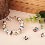50pcs Mixed Brass Spacer Beads with Rhinestone Flat Round 9x4mm