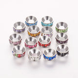 50pcs Mixed Brass Spacer Beads with Rhinestone Flat Round 9x4mm