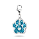 50pcs Mixed Color Enamel Paw Print Dangle Charms with Lobster Clasp