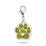 50pcs Mixed Color Enamel Paw Print Dangle Charms with Lobster Clasp