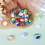 50pcs Mixed Flat Round Lampwork Beads for DIY Jewelry Making