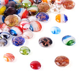 50pcs Mixed Flat Round Lampwork Beads for DIY Jewelry Making