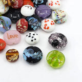 50pcs Mixed Flat Round Lampwork Beads for DIY Jewelry Making