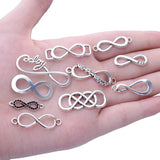 50pcs Mixed Infinity Symbol Charms Alloy Pendants DIY Necklace Bracelet Crafting