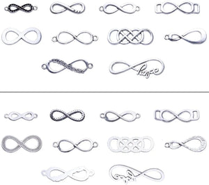 50pcs Mixed Infinity Symbol Charms Alloy Pendants DIY Necklace Bracelet Crafting