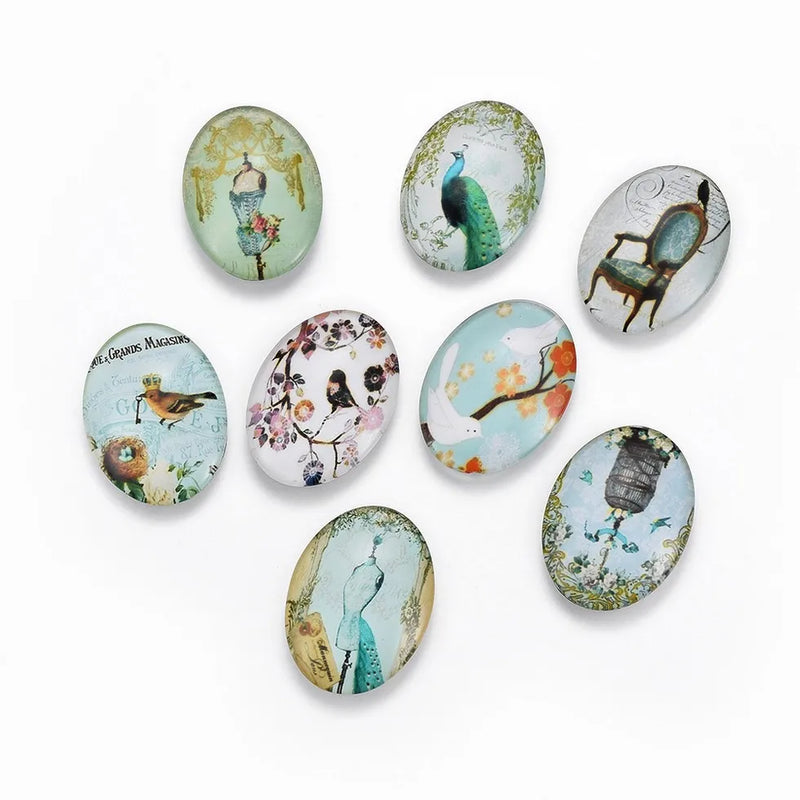50pcs Mixed Pattern Glass Cabochons for DIY Jewelry Making
