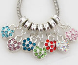 50pcs Mixed Silver Plated Heart Rhinestone Pendants for Bracelet & Necklace