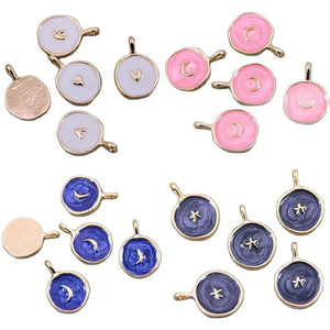 50pcs Moon Pentagram Alloy Enamel Charms for DIY Necklaces Bracelets