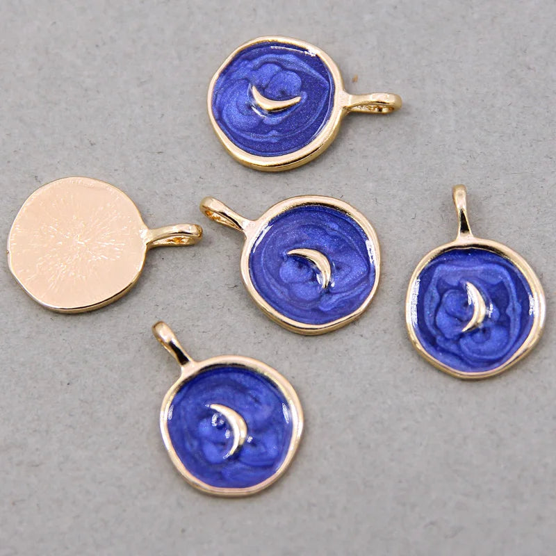 50pcs Moon Pentagram Alloy Enamel Charms for DIY Necklaces Bracelets