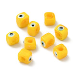 50pcs Multicolor Cube Evil Eye Lampwork Beads Large Hole Spacer Beads