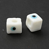 50pcs Multicolor Cube Evil Eye Lampwork Beads Large Hole Spacer Beads