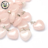 50pcs Natural Stone Heart Pendants with Tone Brass Findings 17x16x6mm