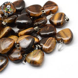 50pcs Natural Stone Heart Pendants with Tone Brass Findings 17x16x6mm