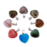 50pcs Natural Stone Heart Pendants with Tone Brass Findings 17x16x6mm