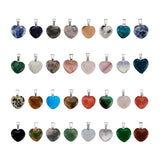 50pcs Natural Stone Heart Pendants with Tone Brass Findings 17x16x6mm