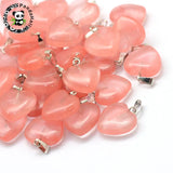 50pcs Natural Stone Heart Pendants with Tone Brass Findings 17x16x6mm