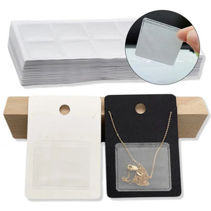 50pcs Adhesive Pouch for DIY Jewelry Necklace Chain 4.2x3.7 & 3.2x2.5cm
