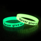 50pcs Glow-In-Dark Sports Bracelet, Never Give Up Motivational Wristband