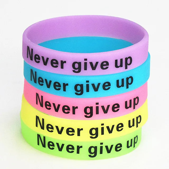50pcs Glow-In-Dark Sports Bracelet, Never Give Up Motivational Wristband