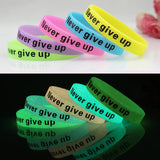 50pcs Glow-In-Dark Sports Bracelet, Never Give Up Motivational Wristband