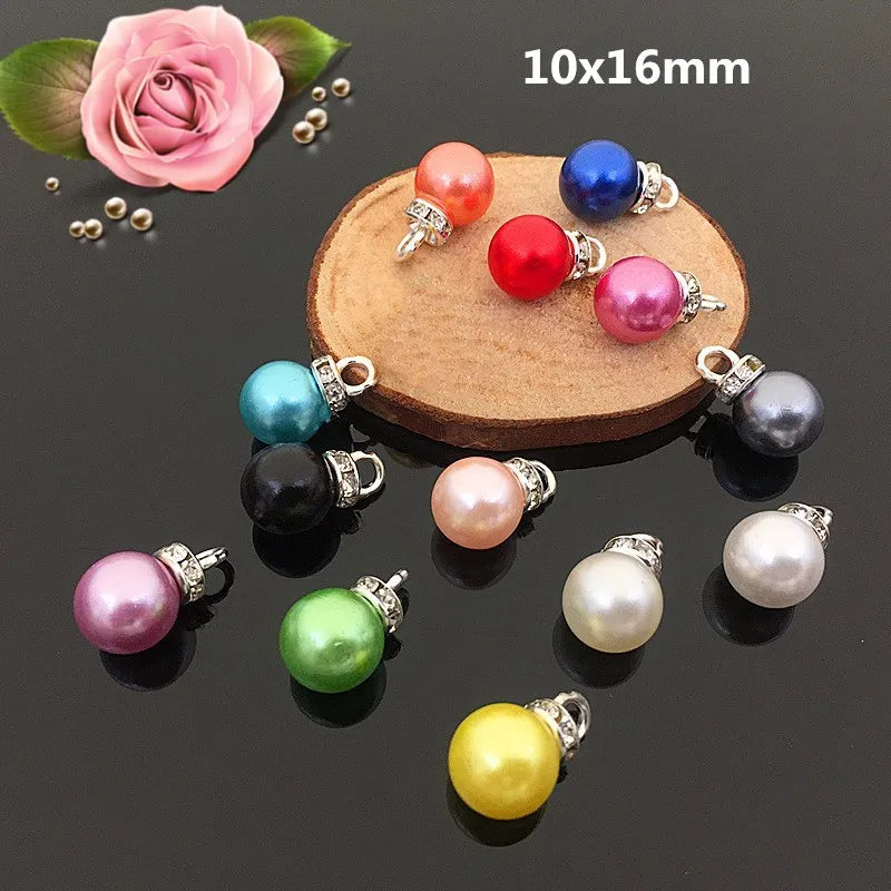 50pcs Rhinestone Pearl Charms for DIY Jewelry Making Accessories