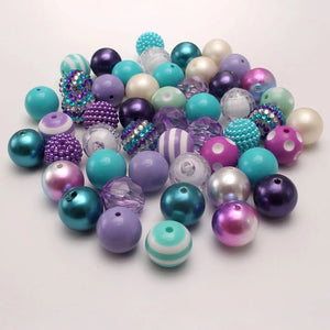 50pcs Ocean Style 20mm Mermaid Acrylic Beads Mix DIY Loose Beads Set