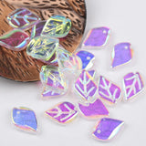 50pcs Open Leaves Lampwork Beads Transparent Glass Beads For Jewelry Making