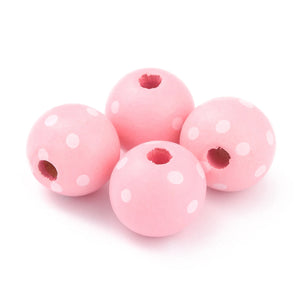 50pcs Orange Polka Dot Wooden Beads - DIY Christmas Decor Round Wood Beads