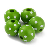 50pcs Orange Polka Dot Wooden Beads - DIY Christmas Decor Round Wood Beads