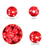 50pcs Orange Polka Dot Wooden Beads - DIY Christmas Decor Round Wood Beads