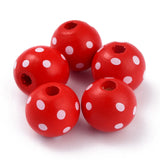 50pcs Orange Polka Dot Wooden Beads - DIY Christmas Decor Round Wood Beads