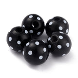 50pcs Orange Polka Dot Wooden Beads - DIY Christmas Decor Round Wood Beads