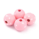 50pcs Orange Polka Dot Wooden Beads - DIY Christmas Decor Round Wood Beads