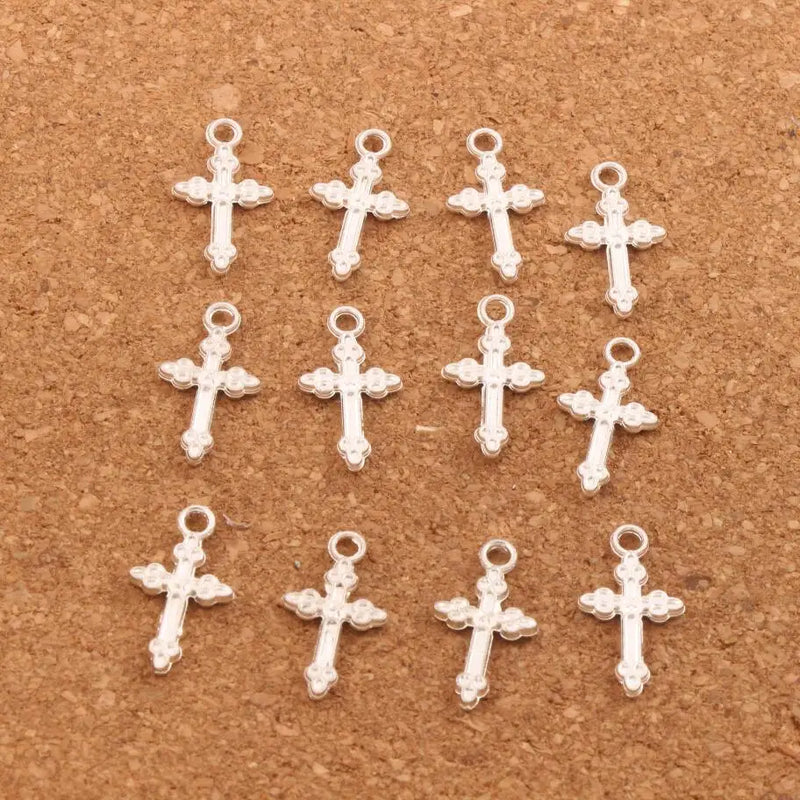 50pcs Oval Flower Cross Charm Beads Pendants DIY Jewelry