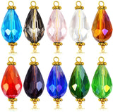 50pcs Colorful Oval Teardrop Crystal Glass Dangle Pendants for DIY Earrings