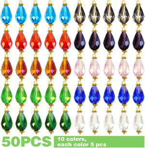 50pcs Colorful Oval Teardrop Crystal Glass Dangle Pendants for DIY Earrings