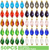 50pcs Colorful Oval Teardrop Crystal Glass Dangle Pendants for DIY Earrings