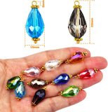 50pcs Colorful Oval Teardrop Crystal Glass Dangle Pendants for DIY Earrings