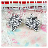 50pcs Owl Charms Antique Bronze/Silver Plated Zinc Alloy Pendants 20*17.4MM