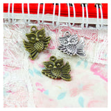 50pcs Owl Charms Antique Bronze/Silver Plated Zinc Alloy Pendants 20*17.4MM