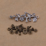 50pcs 15x39mm Bronze Peach Blossom Charms for Bracelet DIY Jewelry