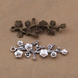 50pcs 15x39mm Bronze Peach Blossom Charms for Bracelet DIY Jewelry