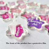 50 Personalized Bride Baptism Engraved Iridescent Mirror Table Logo Tag
