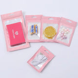 50pcs Pink Matte Pink Aluminum Foil Zip Lock Bag Jewelry Necklace Storage Pouch