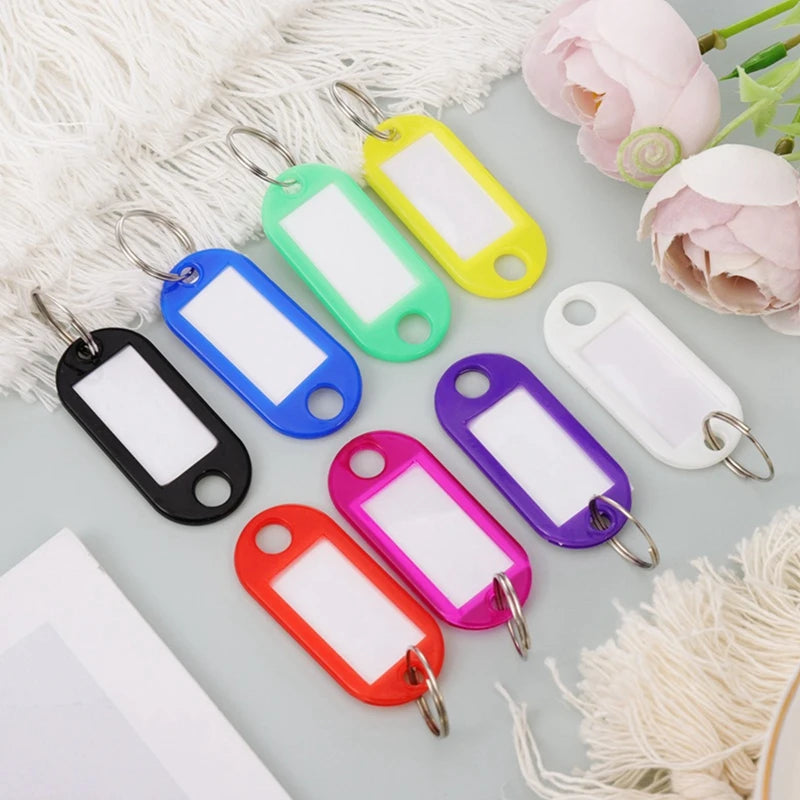 50pcs Plastic Key Rings With Label Writeable Key Fobs ID Tags Key Chain