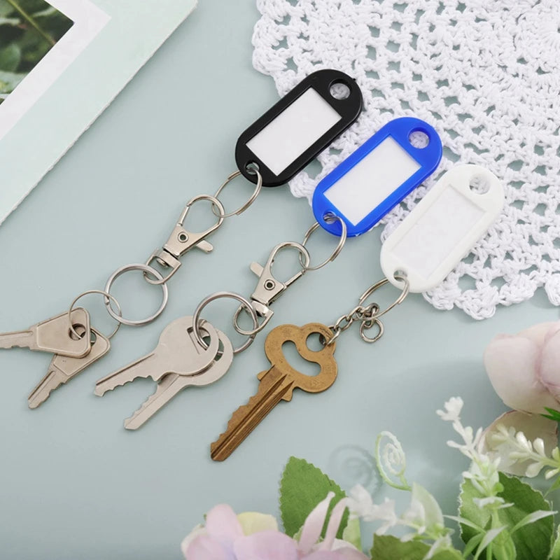 50pcs Plastic Key Rings With Label Writeable Key Fobs ID Tags Key Chain