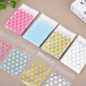 50pcs Self-adhesive Plastic Bag 8*10+3cm Star Photo Cards Necklace Earring Packa