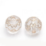 50pcs Clear Acrylic Bead Round Golden Metal Enlaced for DIY Jewelry Making