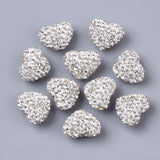 50pcs Heart Crystal Spacer Beads 7 Rows Rhinestone for Jewelry Making Supplies